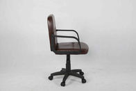 Silla de la oficina del cuero marrón oscuro, silla ejecutiva trasera del ordenador del centro con los apoyabrazos de nylon